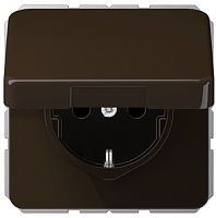 Розетка с заземлением без рамки Jung CD500 1-м. крышка шторки для IP44 коричневый картинка